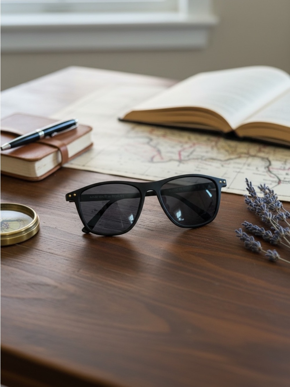 Anne Klein Black Polarized Wayfarer Sunglasses